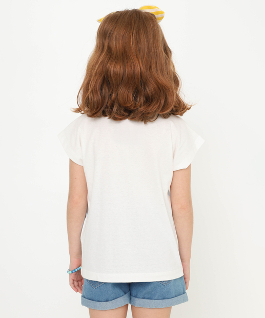 Blusa Infantil Estampa Limão Listras Marisa Tam 4 a 10 Off White