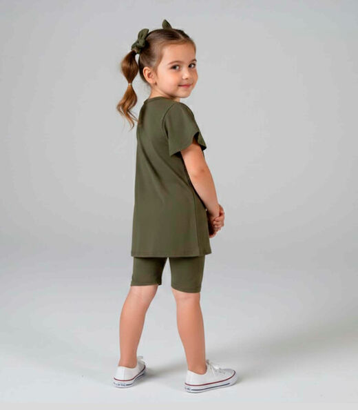 Conjunto Infantil Feminino Blusa E Ciclista Select Verde