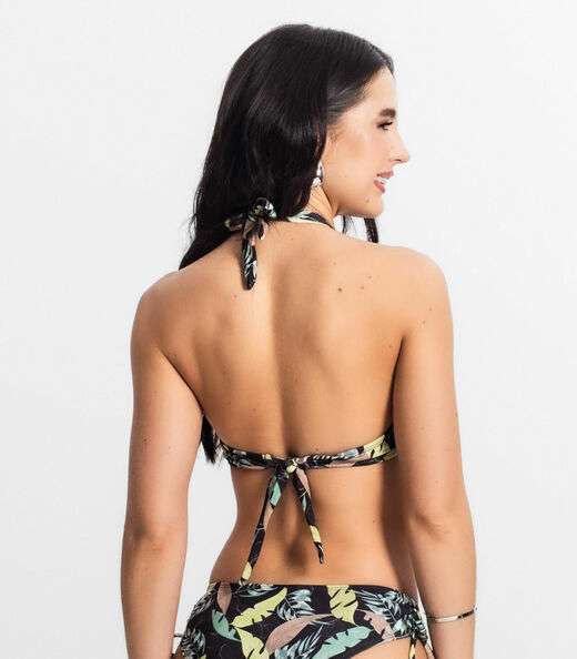 Top Biquíni Estampado Com Bojo Uni Femme Verde