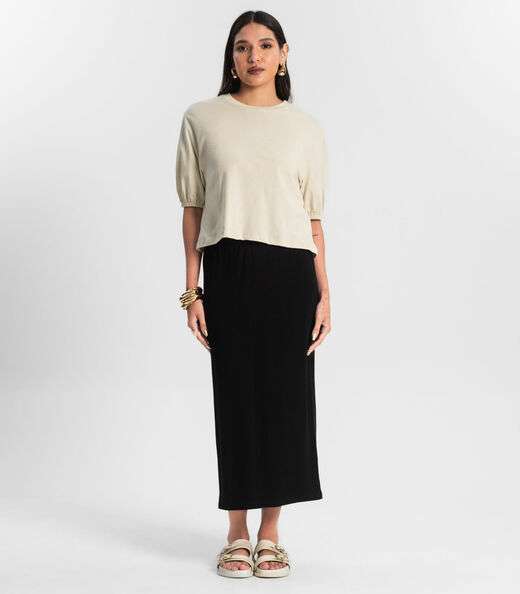 Blusa Feminina Manga Camponesa Rovitex Bege