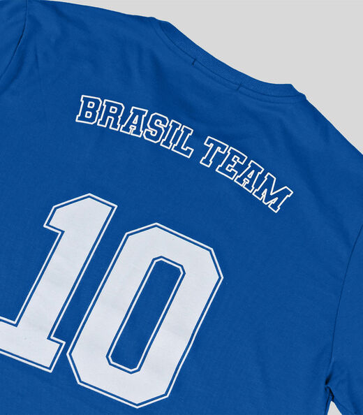 Camiseta Masculina em Cotton Leve Brasil Select Azul