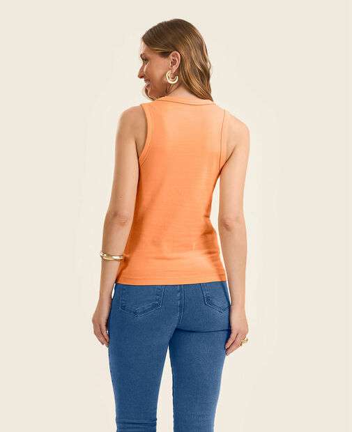 Regata Básica Feminina em Cotton Leve Rovitex Laranja