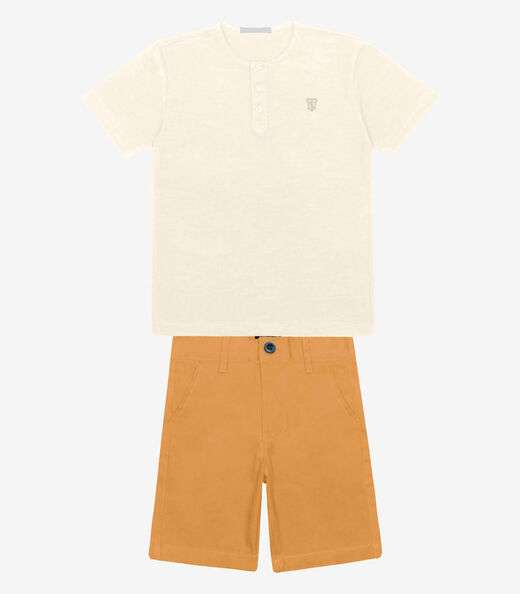 Image_Conjunto Infantil Camiseta Com Bermuda Trick Nick Bege