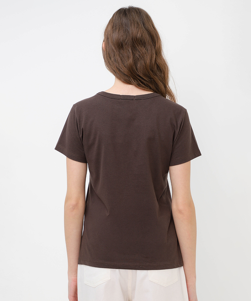 Camiseta Feminina Manga Curta Marrom