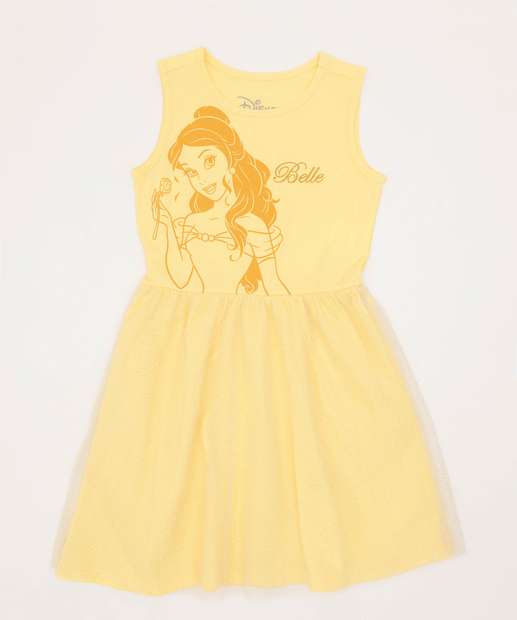 Vestido Infantil Fantasia Tule Bela Disney Tam 4 a 10