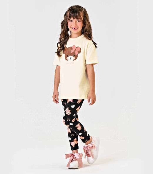 Conjunto Menina Blusa Com Legging Trick Nick Bege