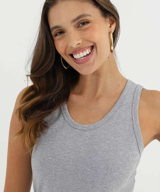 Blusa Regata Feminina Cotton Marisa Cinza