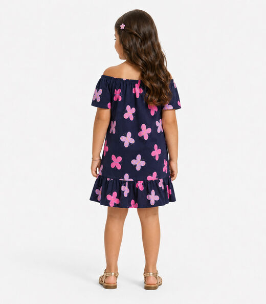 Vestido Infantil Estampado Infinita Cor Azul