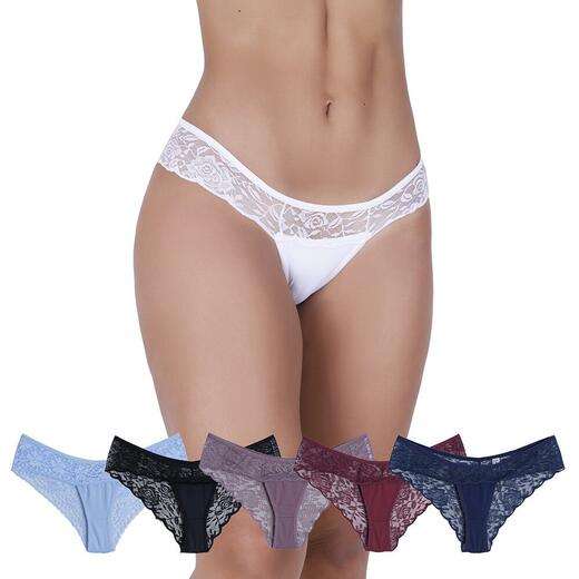 Kit 5 Calcinhas Noite Renda e Microfibra Concept Lingerie Multicolorido