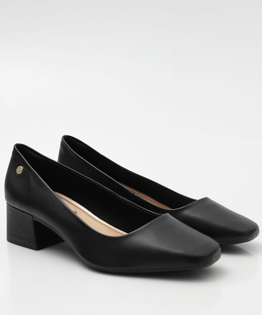 Scarpin Feminino Salto Grosso Via Uno Preto