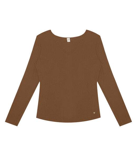 Image_Blusa Manga Longa Em Ribana Canelada Rovitex Marrom