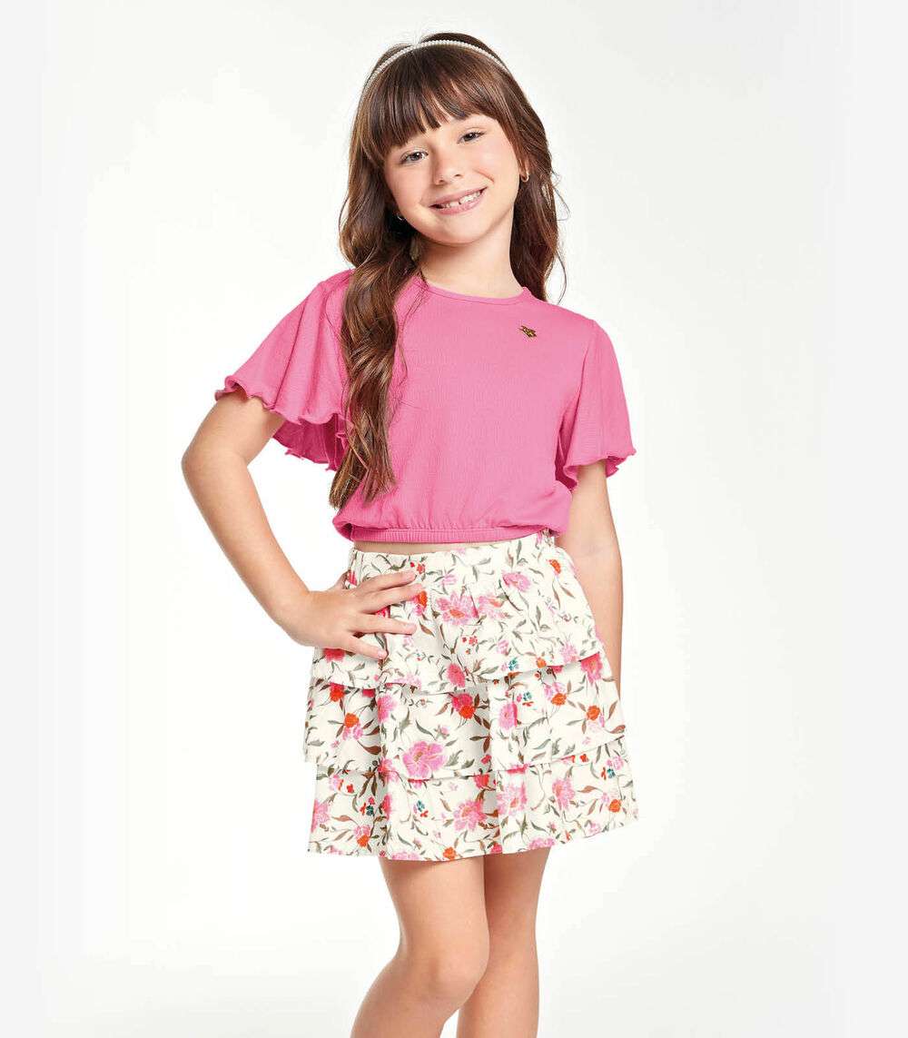 Conjunto Infantil Blusa Com Saia Trick Nick Rosa | Marisa