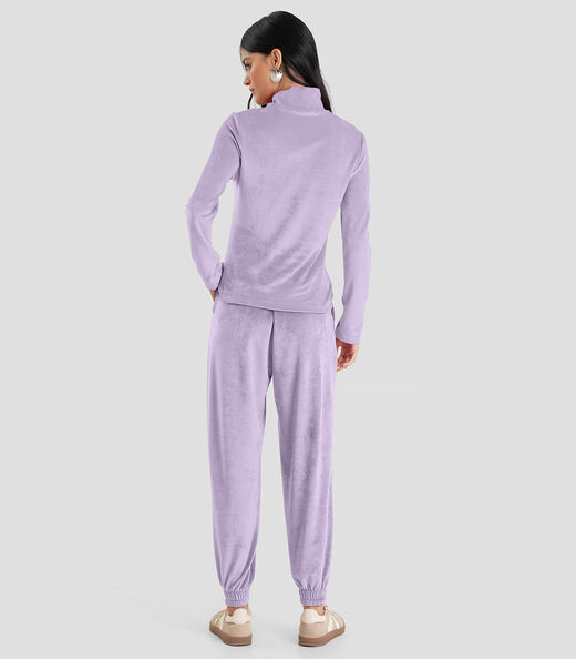 Blusa Feminino Manga Longa Veludo Cotelê Dianna Roxo