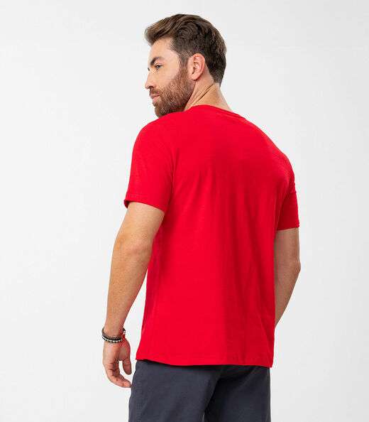 Camiseta Masculina Meia Malha Maquinetada Diametro Vermelho