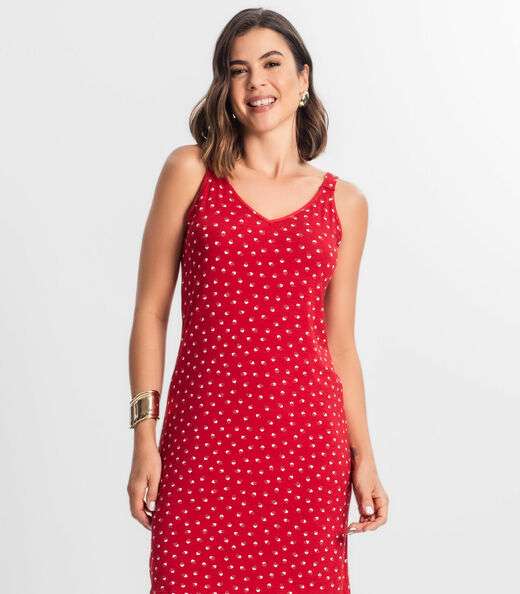 Vestido Estampado Rovitex Vermelho