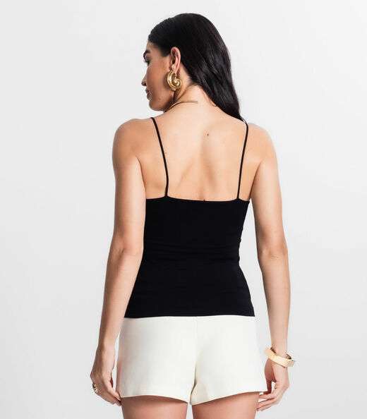 Blusa Feminina De Alça Poliamida Style Box Preto