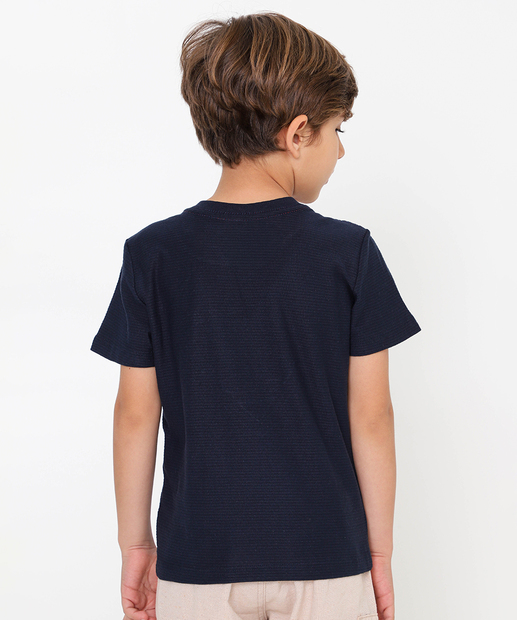 Camiseta Infantil Super Homem Alto Relevo Warner Bros Tam 4 a 10 Azul