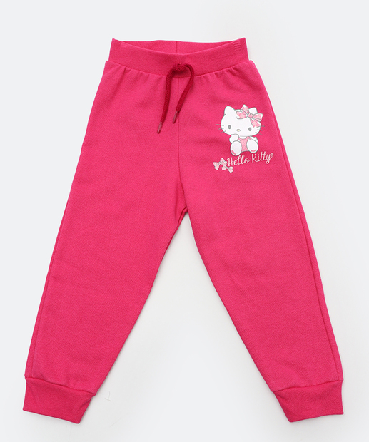 Image_Calça Infantil Moletom Hello Kitty Rosa Tam 1 a 3