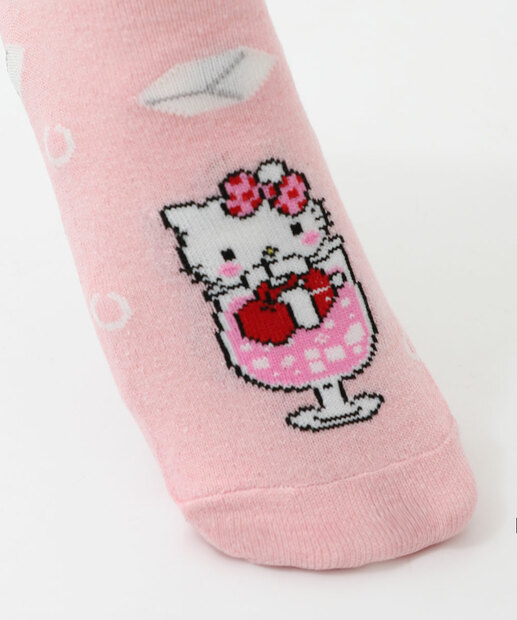Kit 2 Pares Meias Feminina Cano Curto Hello Kitty Rosa
