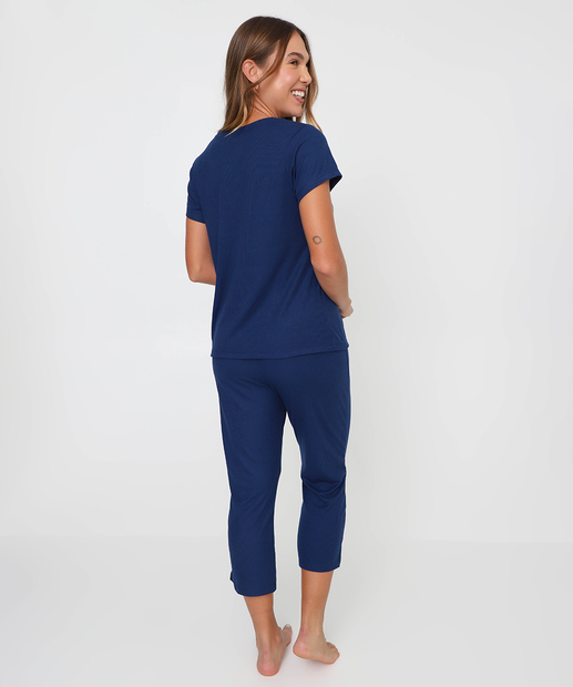 Pijama Feminino Gestante Canelado Alças Finas Marisa