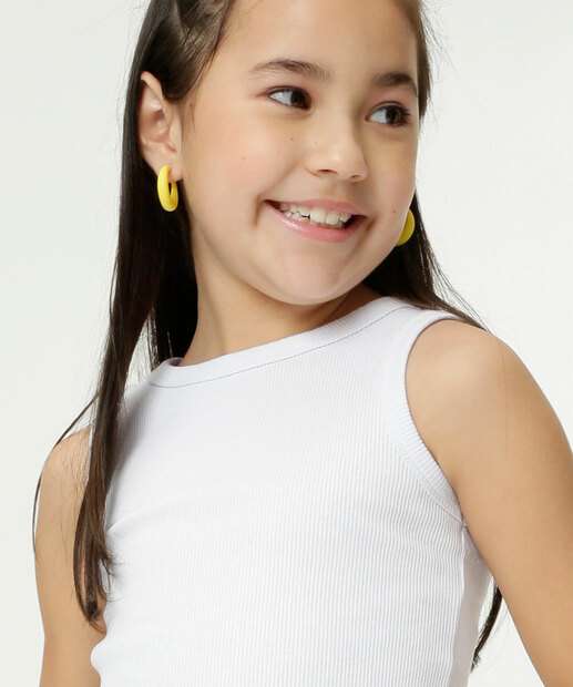 Blusa Infantil Cropped Regata Canelada Tam 4 a 10  