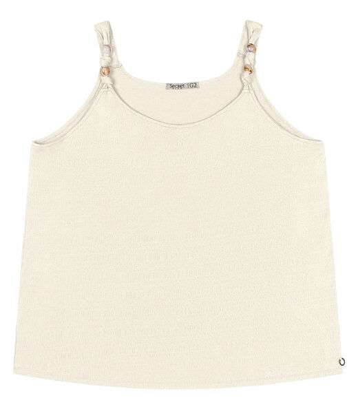 Blusa De Alça Plus Size Secret Glam Bege