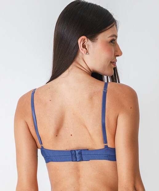 Sutiã Triângulo Recorte Renda Bojo Marisa Azul