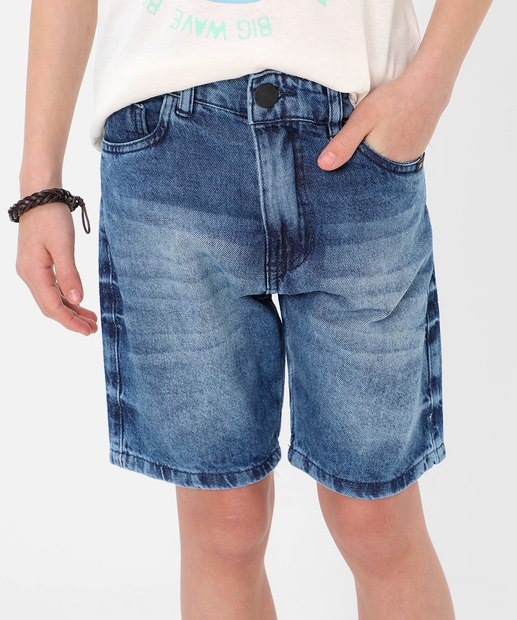 Bermuda Juvenil Jeans Bolsos Tam 10 a 16 Azul