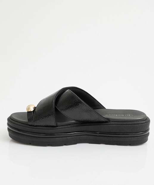 Tamanco Feminino Flatform Verniz Bebecê Preto