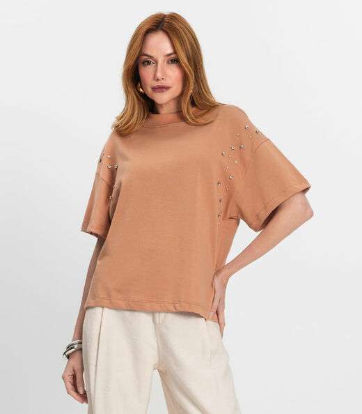 Image_T- Shirt Feminina Gola Alta em Malhão Endless Marrom