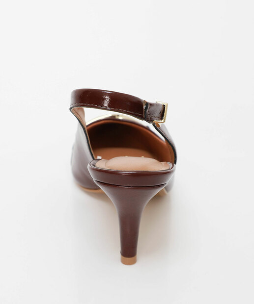 Scarpin Feminino Slingback Salto Fino Vizzano Marrom 