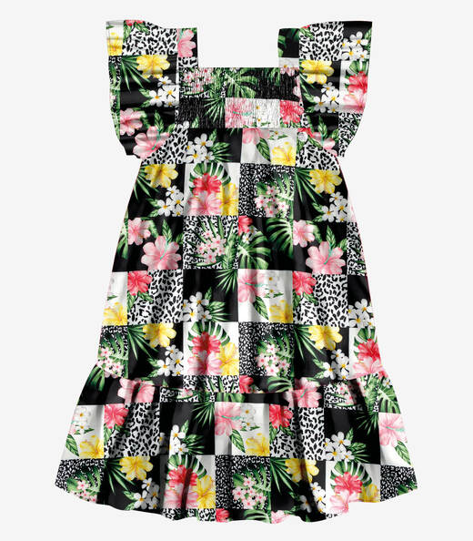 Vestido Infantil Menina Estampado Trick Nick Preto
