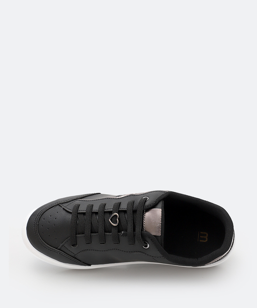 Tênis Casual Feminino Recorte Preto