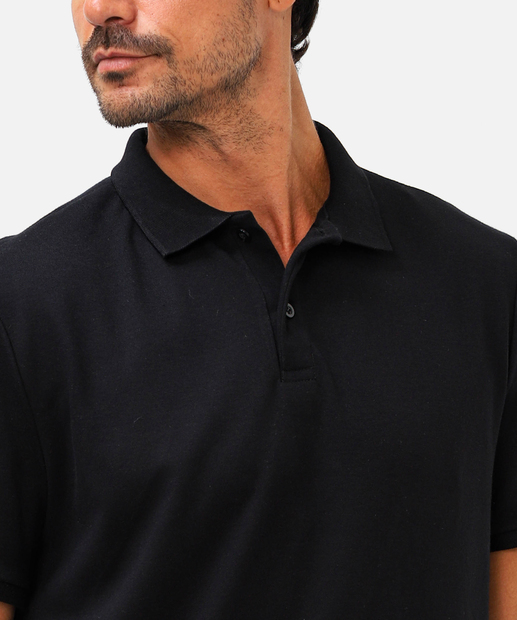 Polo Masculina Botões Suedine Manga Curta MR Preto