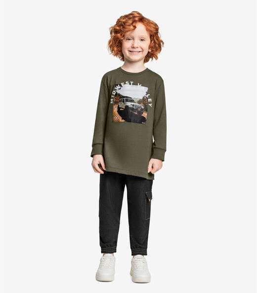 Camiseta Infantil Manga Longa Trick Nick Verde