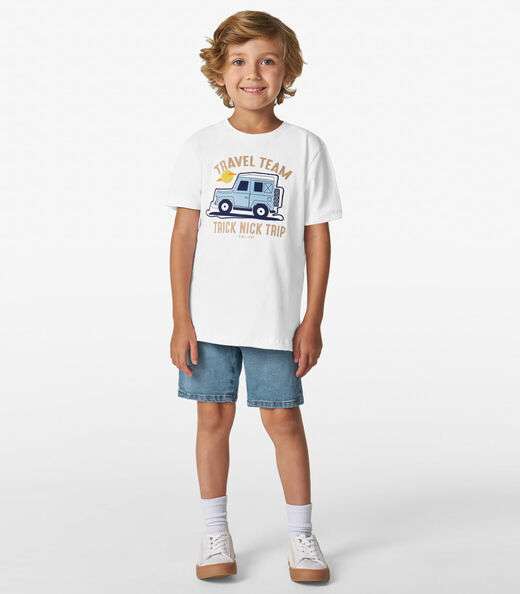 Conjunto Camiseta com Bermuda Trick Nick Branco