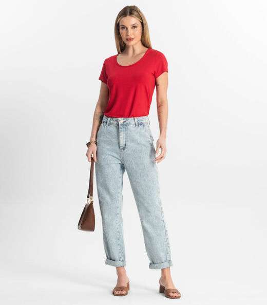 Blusa Feminina Viscotorcion Básica Rovitex Vermelho