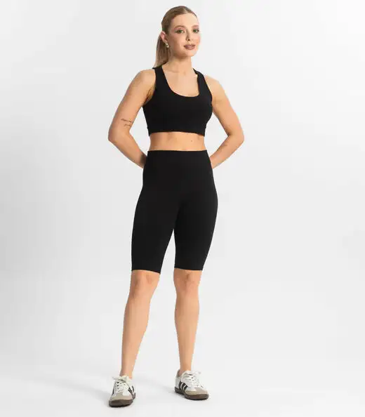 Bermuda Ciclista Feminina em Cotton Pesado Select Preto