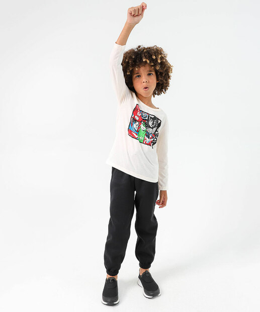 Camiseta Infantil Manga Longa Heróis Tam 4 ao 10