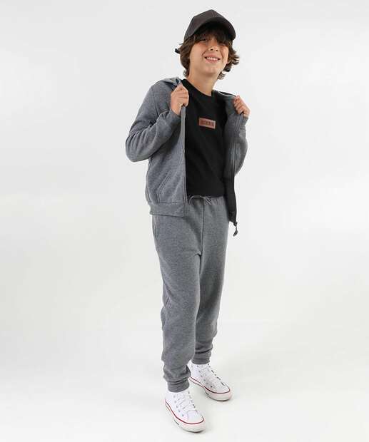 Casaco Juvenil Moletom Capuz Marisa Tam 10 a 16 Cinza