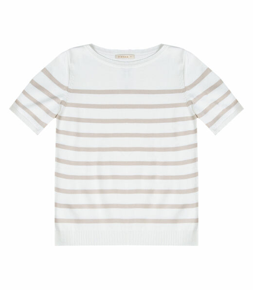 Blusa Feminina Em Tricot Listrado Dianna Bege