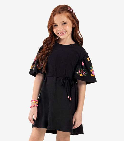 Vestido Infantil Meia Malha Rovi Kids Preto