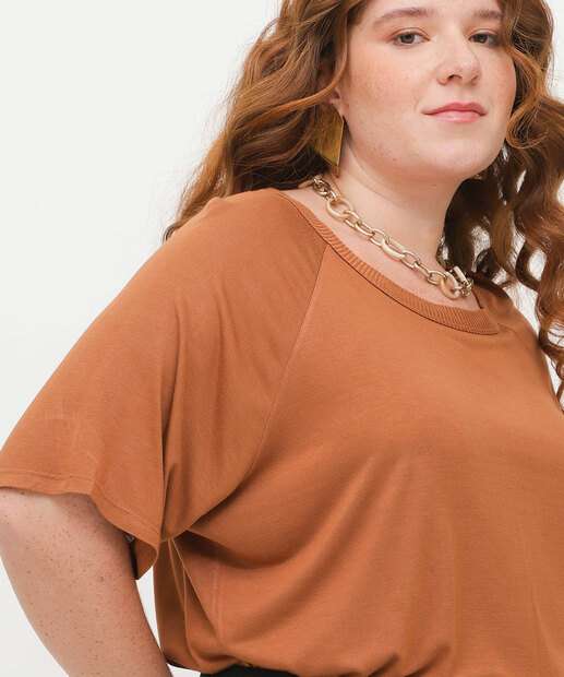 Blusa Plus Size Feminina Básica Manga Curta Marisa