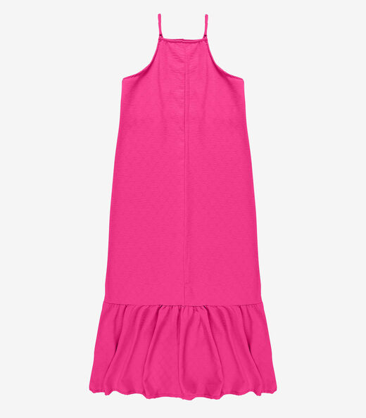 Vestido Longo De Alça E Recorte Maria Infinita Cor Rosa