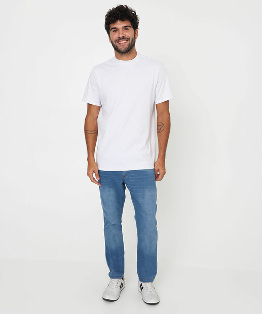 Camiseta Masculina Lisa Suedine Manga Curta Marisa Branco
