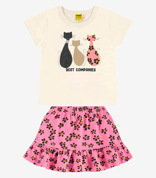 Image_Conjunto Blusa com Saia infantil Rovi Kids Bege