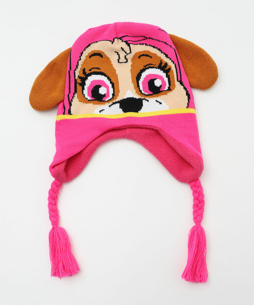 Kit Infantil Touca e Luva Bordado Patrulha Canina Tam 4 a 8 Rosa