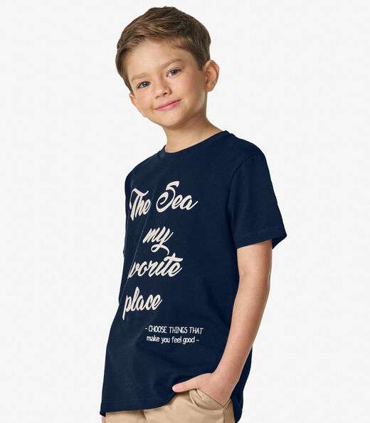 Conjunto Infantil Camiseta com Bermuda Trick Nick Azul Marinho