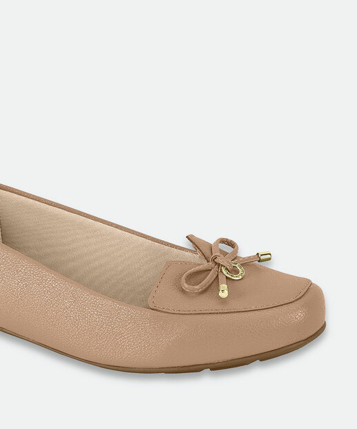 Sapatilha Feminina Bico Redondo Laço Modare Bege