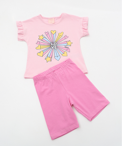 Conjunto Infantil Arco Íris Tam 1 a 3 Rosa